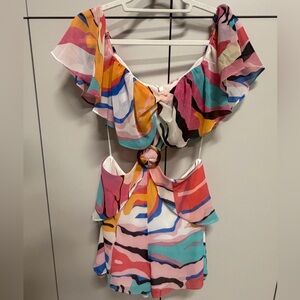Luxxel Multicolor Ruffle romper size large
